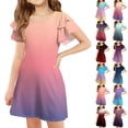 thumbnail image 1 of Girls Summer Dress Tween Dresses Gradient Short Sleeve Dress Soft Comfortable Perfect for Casual Wear and Special Occasions ,Sie:150, 1 of 5