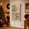 thumbnail image 2 of Costway Mirrored Wall & Door Mounted Jewelry Cabinet Storage Organizer with Lights&Drawer Green, 2 of 11