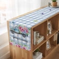 thumbnail image 6 of Table Runners 72 Inches Long Dress Scarves, Spring Farmhouse Kitchen/Dining Table Runner, Coffee Tablerunners, Truck Botanical Rose Leaves Blue White Plaid 13x72 Inch, 6 of 9
