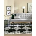 thumbnail image 4 of Unique Loom Serenity Shag Collection Area Rug - Soufriere (10' Square Black and White), 4 of 11