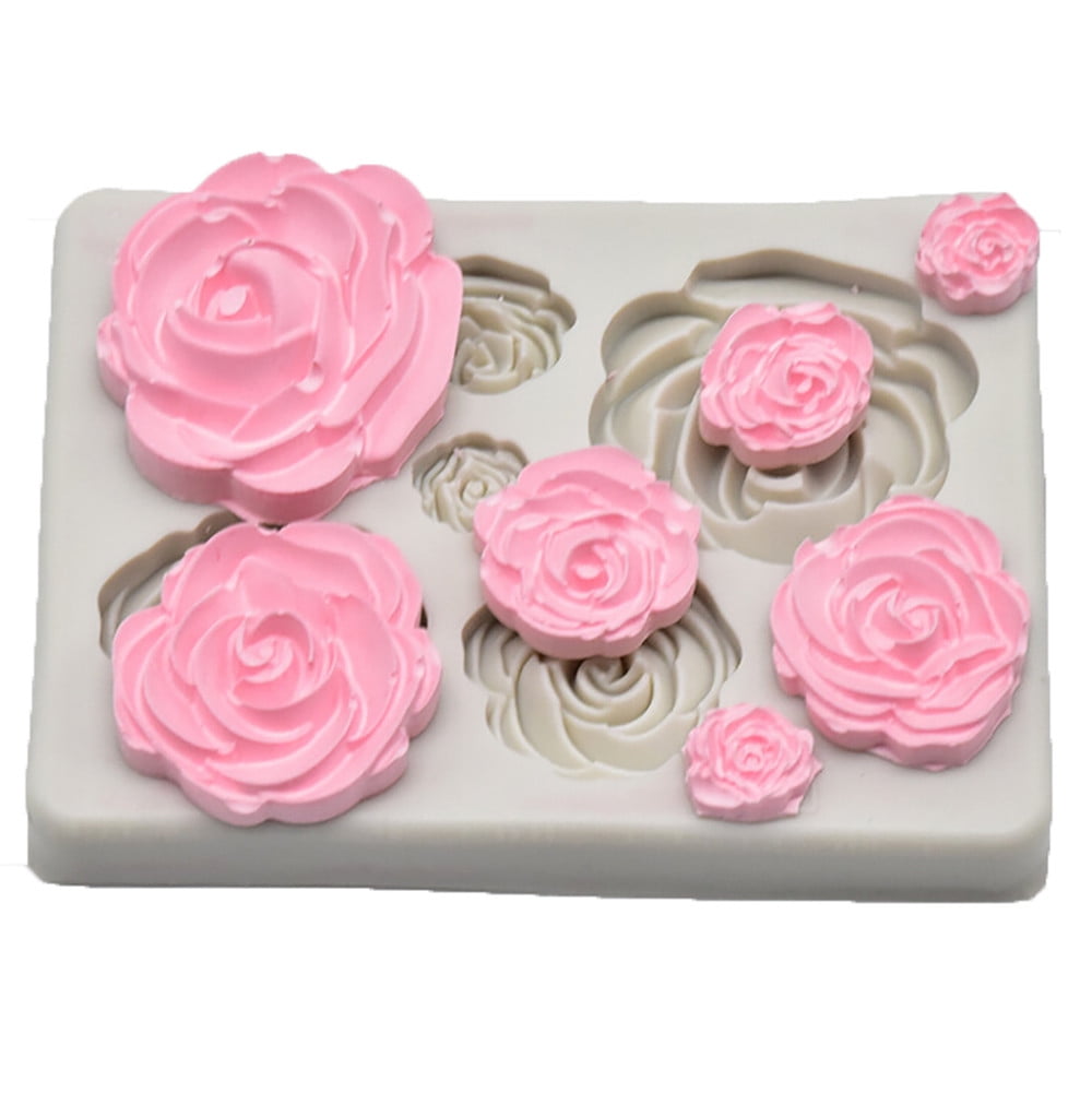 2Pcs Silicone Cute 3D Rose Flower Fondant Cake Mold Chocolate Sugar Craft Mould