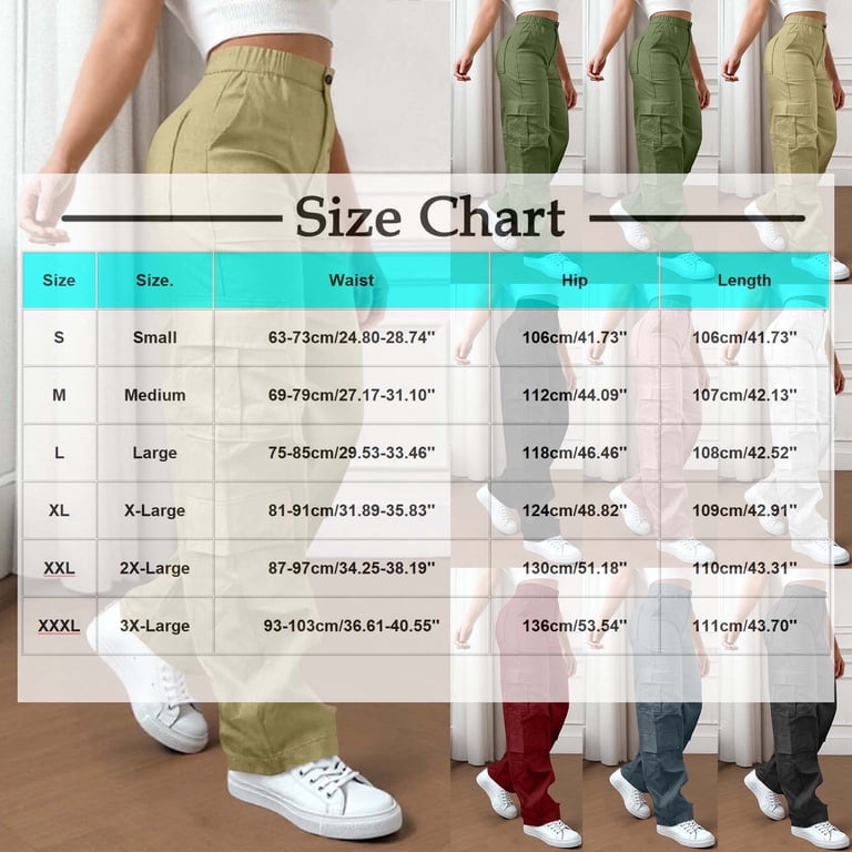 aohooy Light Beige Cargo Pants Women，High Waisted Multi Pockets