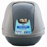 Petmate Jumbo Basic Hooded Plastic Cat Litter Pan, Enclosed Cat Litter Box, XL, Pearl Silver Blue