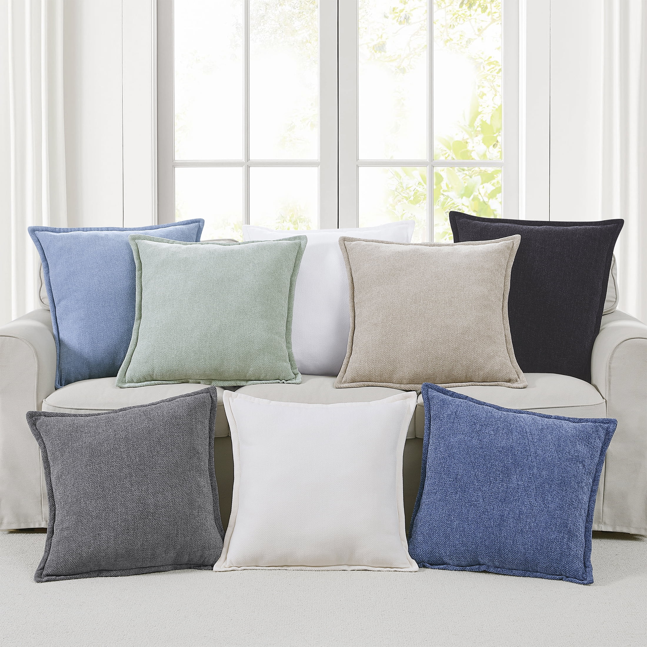 Mainstays Chenille Decorative Pillow with Flange, Vanilla Dream, 22 in x 22 in
