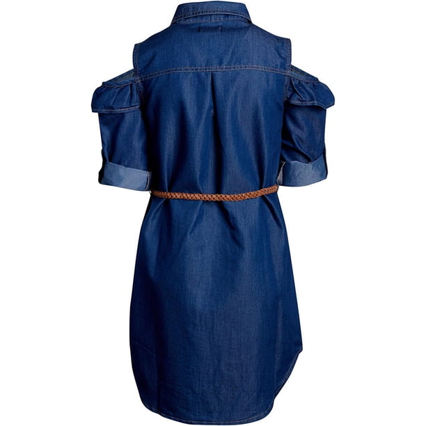 denim peasant dress Monogrammed Denim Peasant Dress, Girls, With Ruffled Bell Sleeve