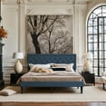 thumbnail image 4 of Amolife King Bed Frame with Adjustable Headboard, Fabric Upholstered Platform Bed, No Box Spring Required, Blue, 4 of 8