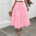 thumbnail image 5 of Gamivast Maxi Skirts for Women High Waisted Smocked Elastic Waist Drawstring Tiered Ruffle Flowy Skirt Casual Loose Boho Long Pleated Skirt Beachwear, 5 of 8