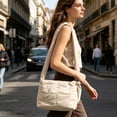thumbnail image 1 of Bolso bandolera acolchado de nailon para mujer – Bolso cruzado de color liso para ir al trabajo, bolso pequeño de gran capacidad para guardar artículos esenciales diarios., 1 of 6