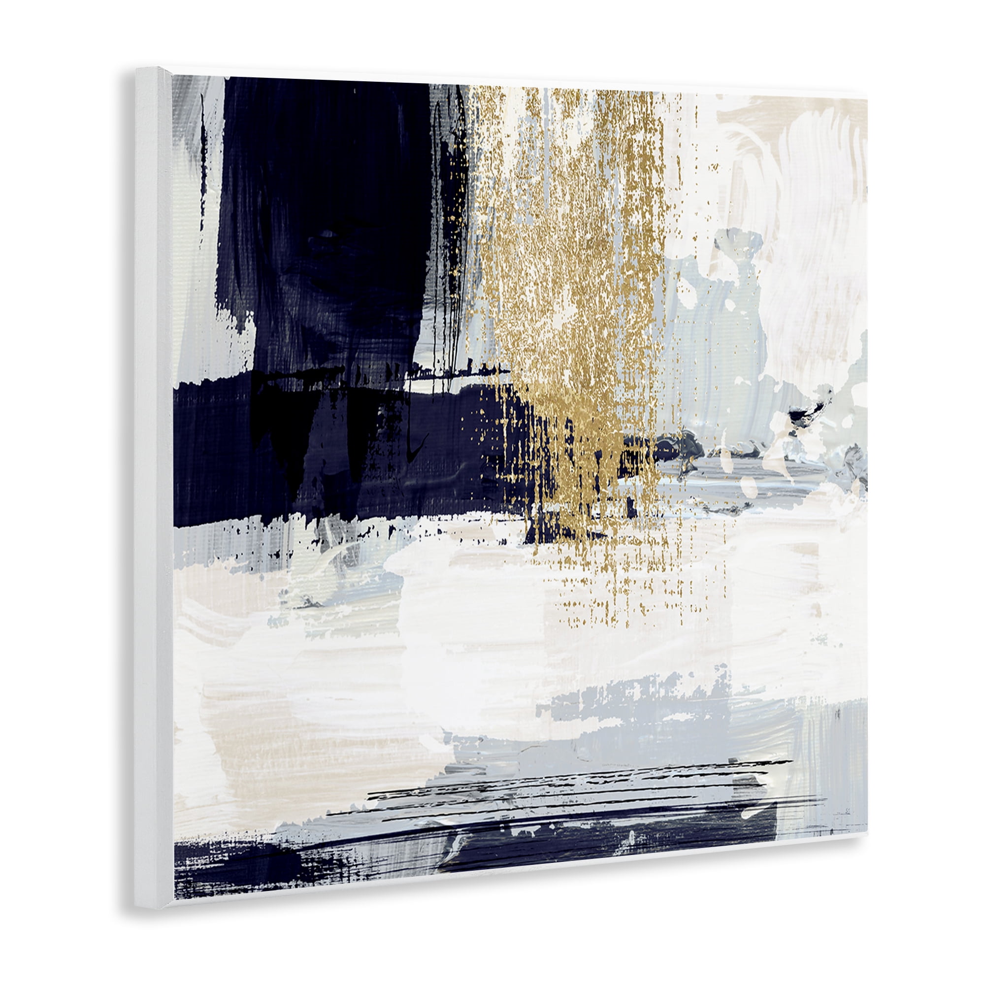 Stupell Industries Gold Accented Abstract Abstract Painting Unframed Art Print Wall Art, 12 x 12