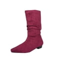 thumbnail image 3 of Willtoo Women's Slouchy Knee High Boots, Pointed Toe Low Heel Pull On Tall Faux Suede Boots, Ruched Wide Calf Fall Winter Dress Boots, 3 of 6