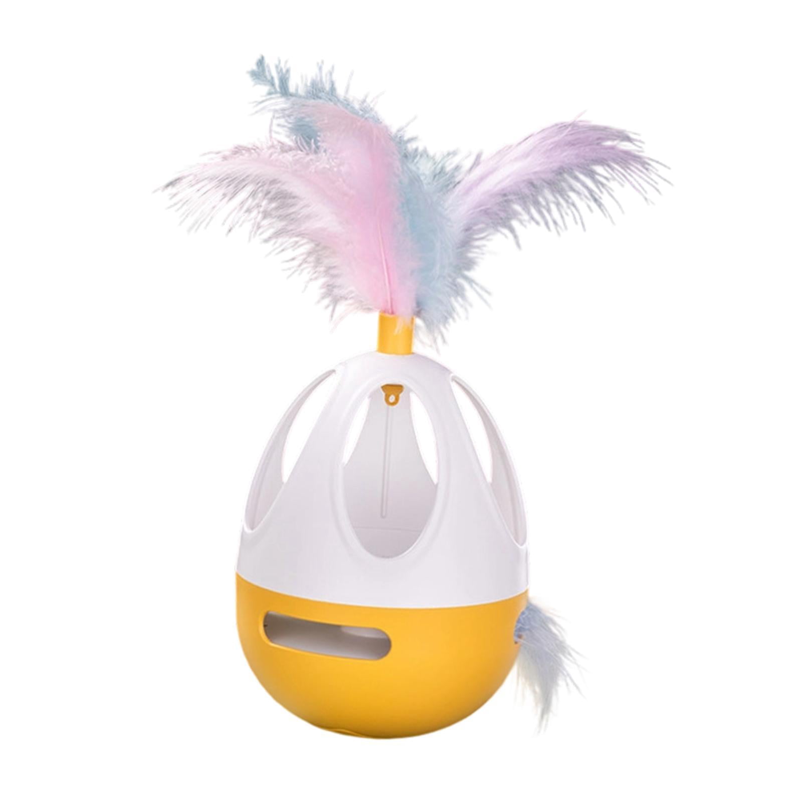 Serenable Cat Exercise Tumbler Interactive Ball Feather Teaser Toy for All Cats Breeds Orange