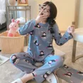 thumbnail image 3 of Conjuntos de ropa de dormir para mujer, pijamas de dibujos animados, camiseta de manga larga y pantalones, traje de dos piezas, ropa de dormir de moda para primavera y otoño 2024, 3 of 5