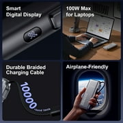 Yoobao Power Bank 100W 2-Way Super Fast Charging with LED Display, 20000mAh Laptops Portable Charger with Built-in Cables, 3 Outputs 2 Input Battery Pack Compatible with iPhone iPad Samsung, Silver