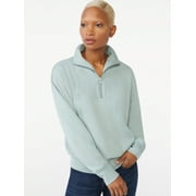 Free Assembly Women's Half Zip Sweatshirt with Collar