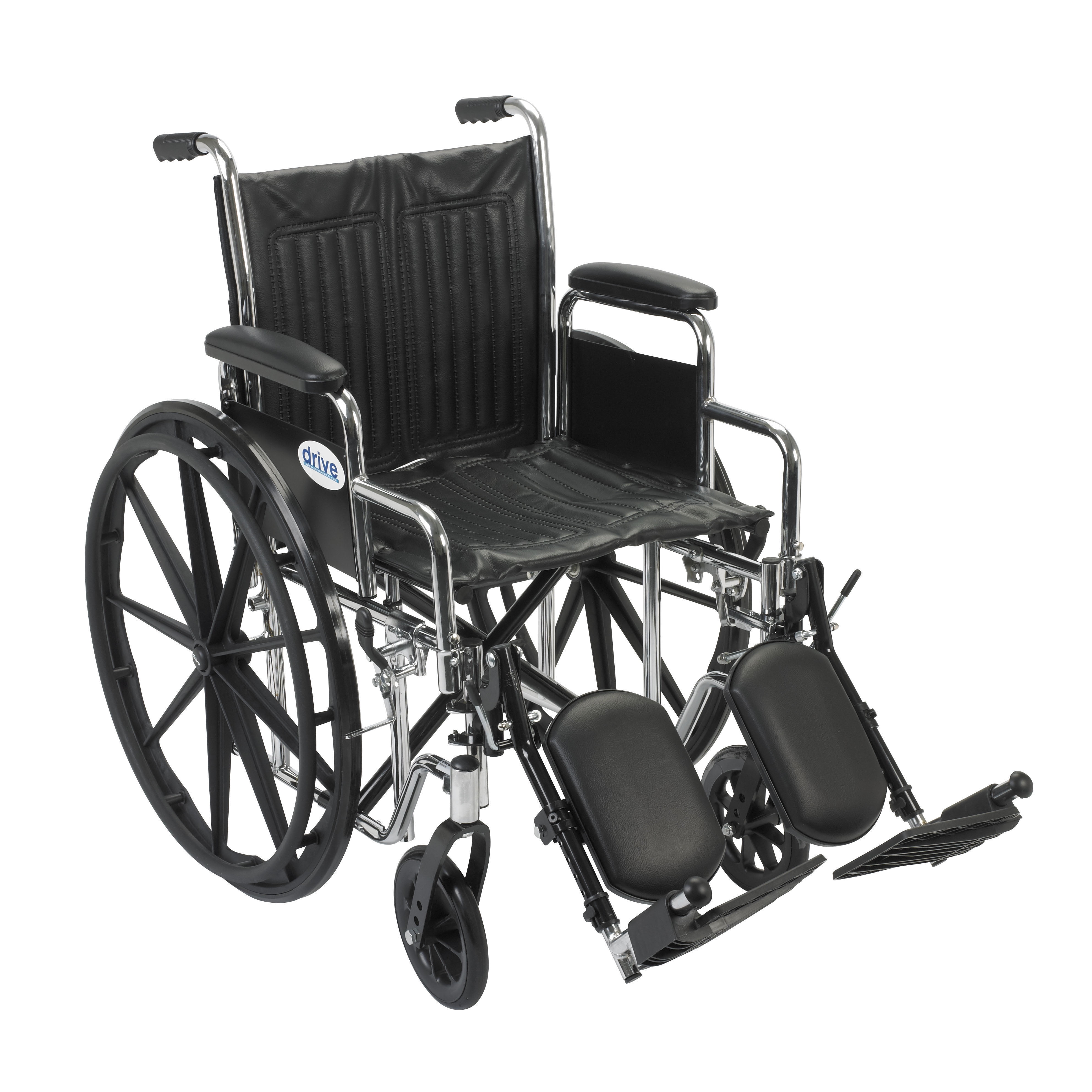 Drive Medical Chrome Sport Wheelchair, Detachable Desk Arms, Elevating