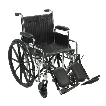 Drive Medical Chrome Sport Wheelchair, Detachable Desk Arms, Elevating Leg Rests, 18" Seat