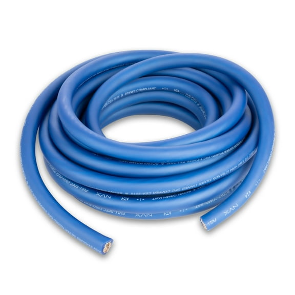 NVX XW0BL25 25 ft. Roll of Metallic Powder Blue EnvyFlex True Spec 1/0-Gauge Power/Ground Wire Cable