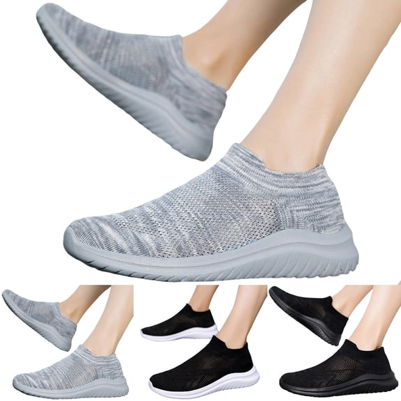 Vedolay Flat Sneakers Men's Platform Cute Bow Slip on Sneaker,Casual Fashion Sneakers,Gray 10