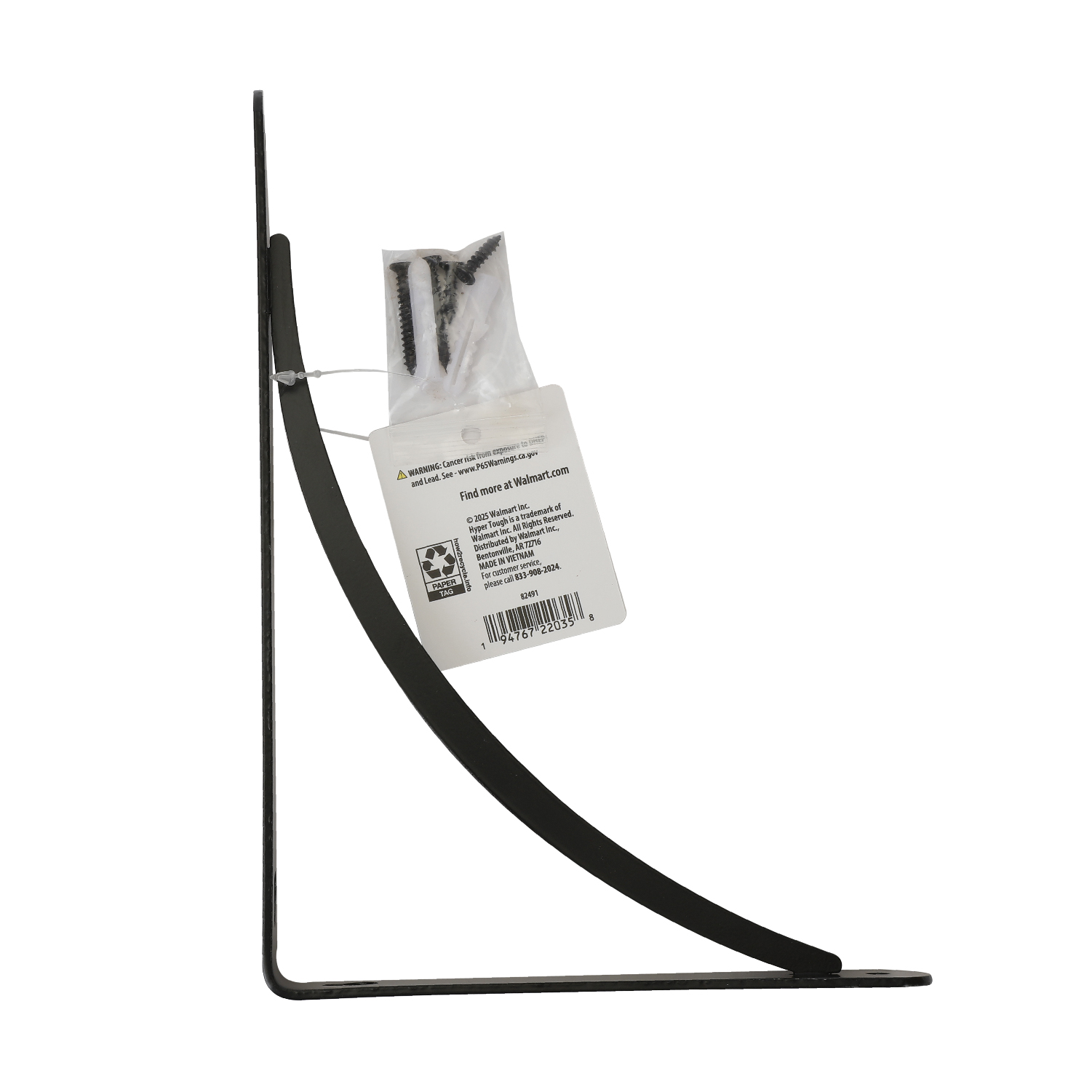 Hyper Tough 9" X 6.5" Curved Shelf Bracket, Black