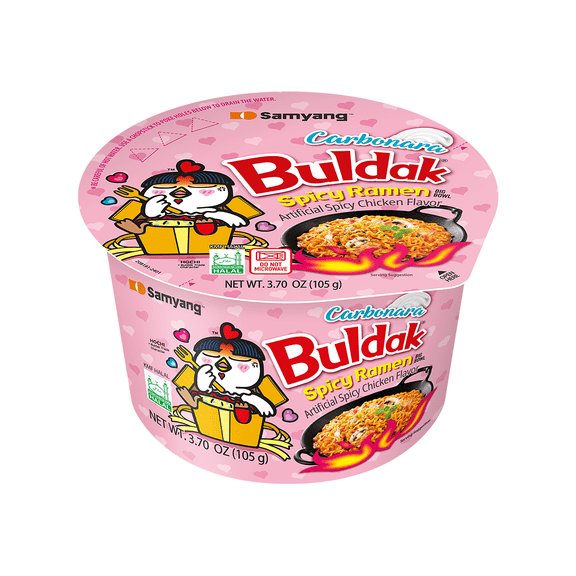 Samyang Buldak Carbonara Spicy Chicken Instant Ramen Noodles, 3.7 oz Big Bowl