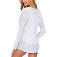 thumbnail image 2 of Túnica de mujer con cuello en V y botones Henley Camisas de manga larga sueltas pulóver Tops camiseta blusa de salón para mujer, 2 of 2