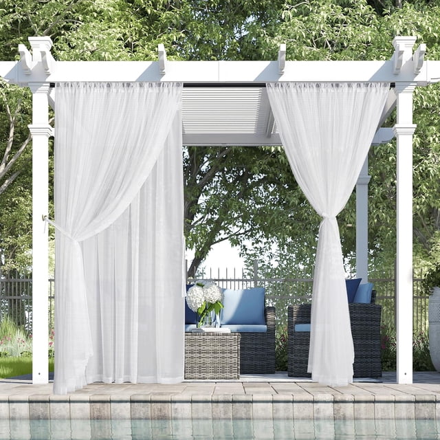 EcoNesxp Rideaux Voilages Intérieur Extérieur Largeur 108 Pouces Porche Patio Gazebo Balcon Demi-Voilages
