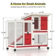 thumbnail image 6 of GOJOOASIS Rabbit Hutch Indoor, Water Resistant Wood Chicken Coop Outdoor with 3 Removable Tray & Running Cage & Ramp & Wheels, Red & White, 6 of 7