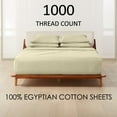 thumbnail image 2 of 1000-Thread-Count 100% Egyptian Cotton 6 PC Sheet Set |Short King, Ivory| 10" Deep Pockets, 2 of 8