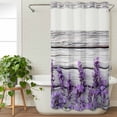 thumbnail image 3 of Spring Lavender No Hook Shower Curtain Waterproof,Bathroom Curtains with Snap in Liners and See Through Top Window,Botanical Purple Floral Vintage Wood Grain Hotel Bathtub Curtains Shower 36"Wx78"L, 3 of 8
