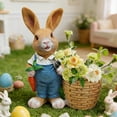 thumbnail image 4 of POLISE Spaces Easter Bunny Planter with Basket 9.8 Inch Resin Figurine in Apron Holding Flowers, Garden or Desktop Decor for Spring, Patio or Indoor Display & Gift, 4 of 6