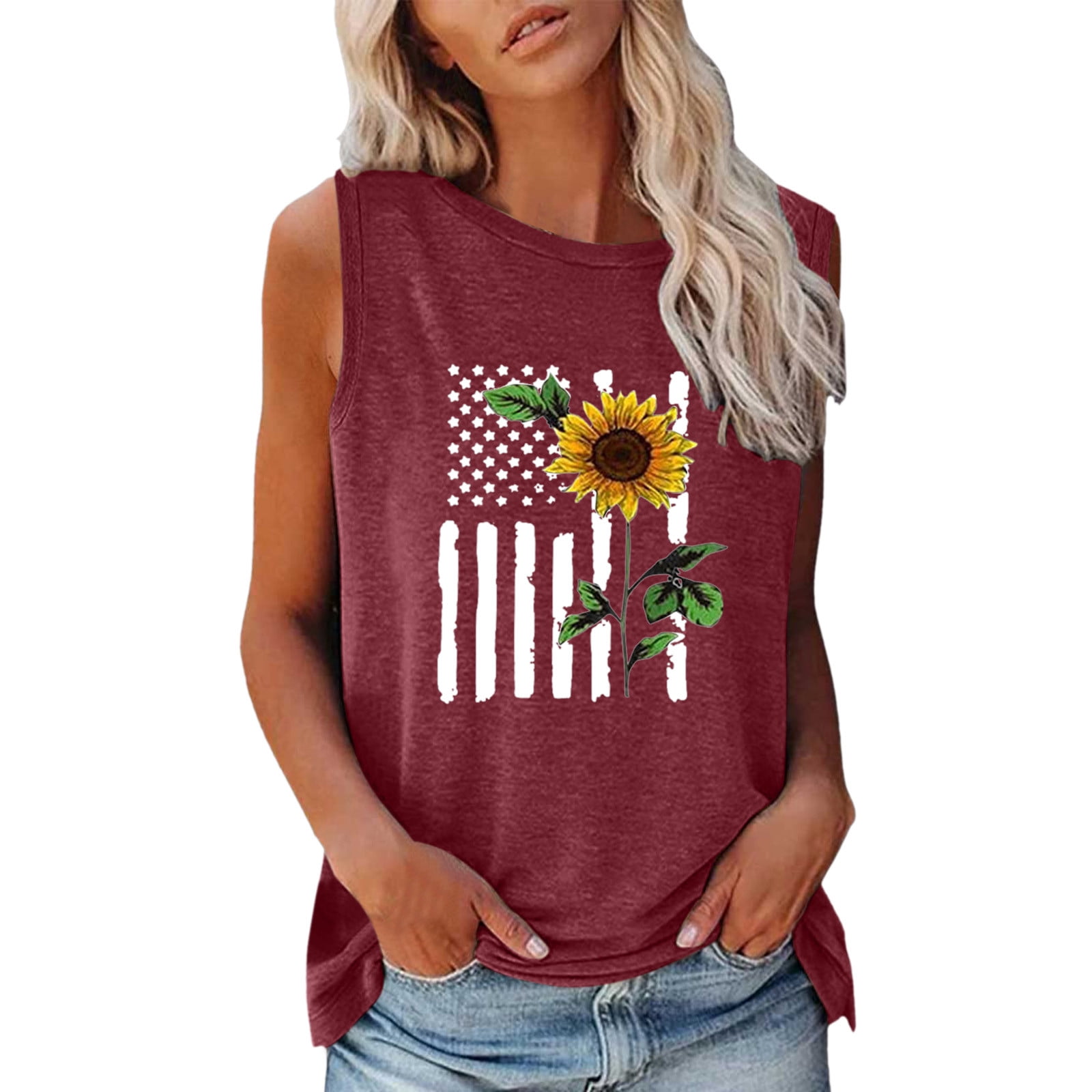cute tops cute summer shirts distressed tank vintage tank top western tank Sunflower bleached tank top for women work out tank top