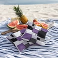 thumbnail image 5 of Outdoor Pillow Cover Abstract Art Set of 2 Waterproof Throw Pillowcases Purple Black Patchwork Decorative Patio Furniture Pillows for Couch Garden Indoor & Outdoor Use, 5 of 9