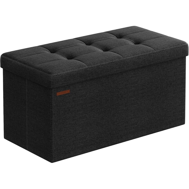 Banco de Almacenamiento, Puff Almacenaje de 76 cm, Baúl de Almacenaje, Taburete Reposapiés, Gris Oscuro MLSF47K
