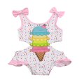 thumbnail image 1 of Toddler Baby Girls Ruffles One Piece Swimsuit Ice Cream Print Suspender Swimsuit Bathing Suit, 1 of 7