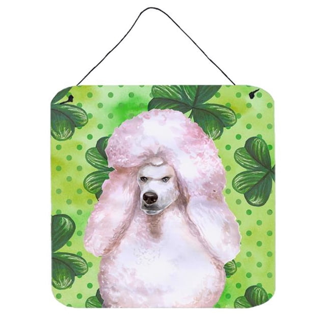 White Standard Poodle St Patricks Wall or Door Hanging Prints
