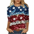 thumbnail image 2 of Frostluinai American Flag T Shirt Women 3/4 Sleeve Casual Shirts Crew Neck 4th of July Tshirts Summer Patriotic Clothing Plus Size Blouses, 2 of 5
