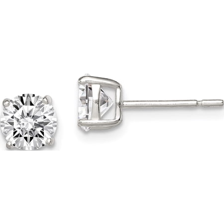 Jewelry by Sweet Pea Sterling Silver 6mm Round Basket Set CZ Stud Earrings
