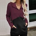 thumbnail image 2 of Moda mujer casual manga larga con capucha patchwork señoras tops sudaderas Fridja fksj3965, 2 of 4