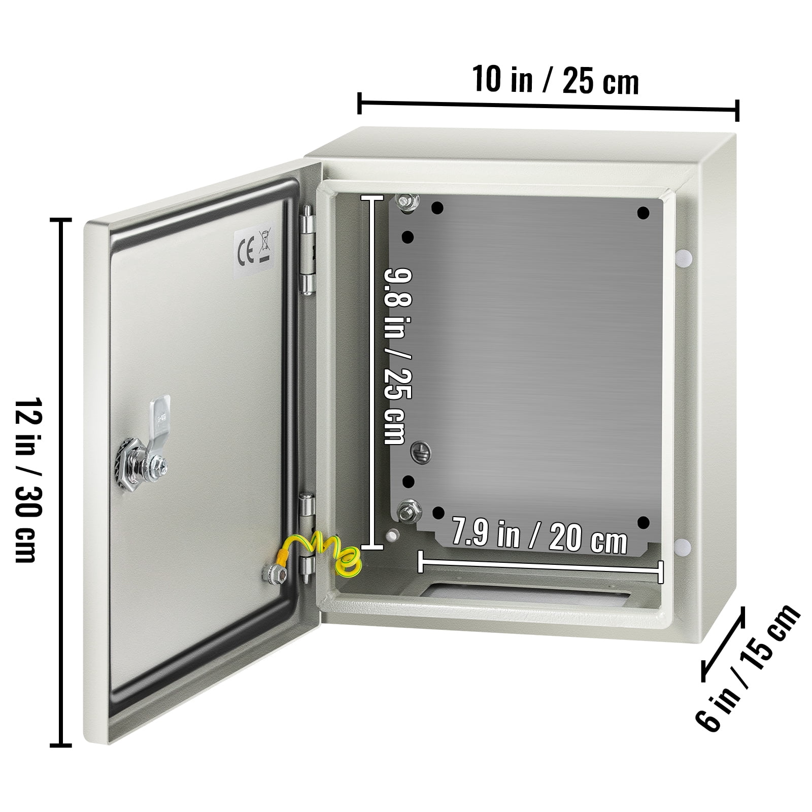 VEVOR NEMA Steel Enclosure, 12 x 10 x 6'' NEMA 4X Steel Electrical Box, IP66 Waterproof & Dustproof, Outdoor/Indoor Electrical Junction Box, with Mounting Plate