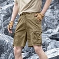 thumbnail image 2 of Quick Dry Athletic Shorts Men's Cargo Shorts 5 Inch Relaxed Fits Button Waist Quick Dry Lightweight Loose Outdoor Hiking with Multi Pocket Brown S, 2 of 6