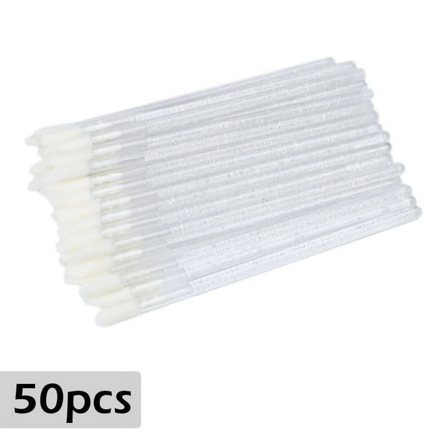 Zhuge 100 piezas de pinceles desechables de cristal para labios, pinceles para sombras de ojos, herramienta aplicadora, kits de herramientas de belleza para maquillaje (blanco)