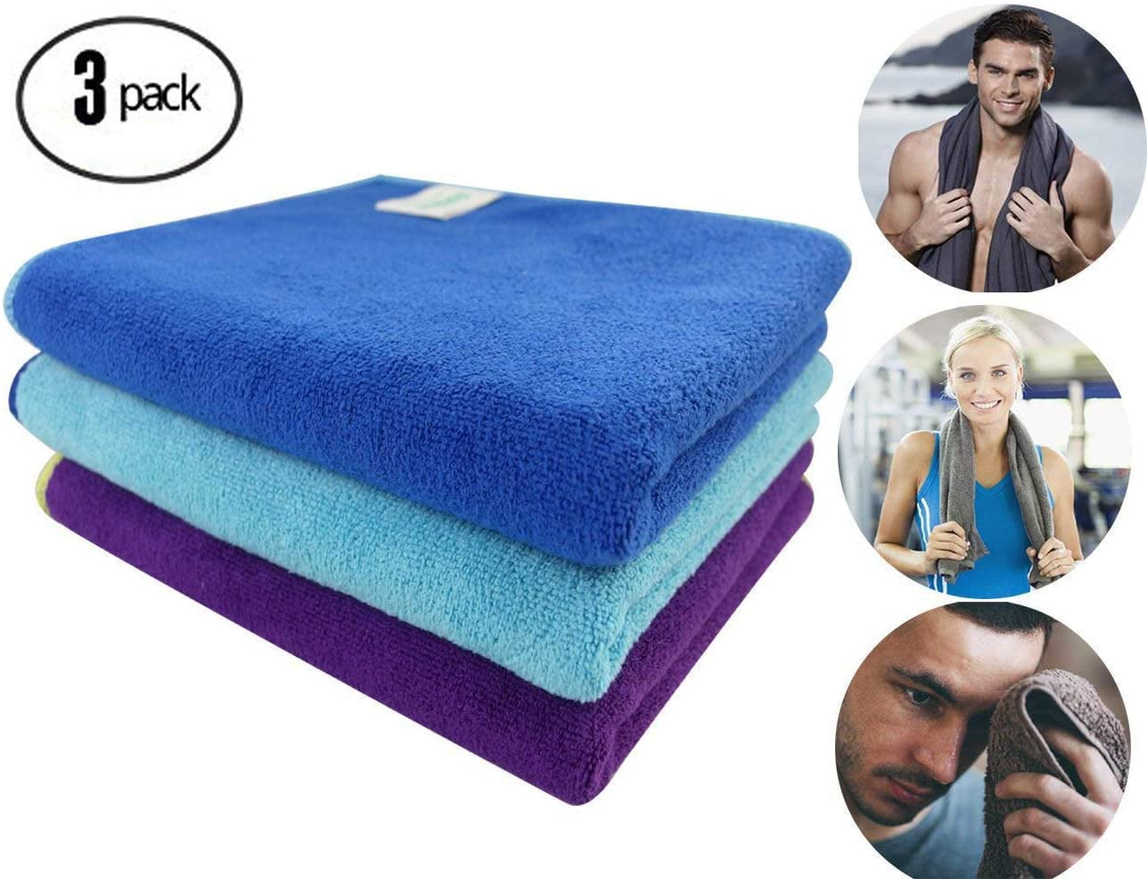 Pack of 5 Blue Microfibre Sports/Camping Towels 