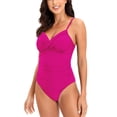 thumbnail image 4 of Lu's Chic Women's One Piece Bath Suit Beach Bathing V Neck Slimming Swimsuit Chic Brief Bunched Adjustable Beachwear Rose Small, 4 of 4