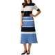 thumbnail image 2 of INSPIRE CHIC Vestidos de punto a rayas para mujer, de manga corta, midi, vestido de suéter de canalé, 2XL, azul, 2 of 6