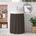 thumbnail image 4 of Dark Brown Line Striped Cabinet Curtains 35"W x 35"L, Farmhouse Brown Stripes Sink Skirt for Bathroom Vanity Kitchen Self Adhesive, Dust-Proof Privacy Curtain for Shelves Closet Laundry Room Pantry, 4 of 9