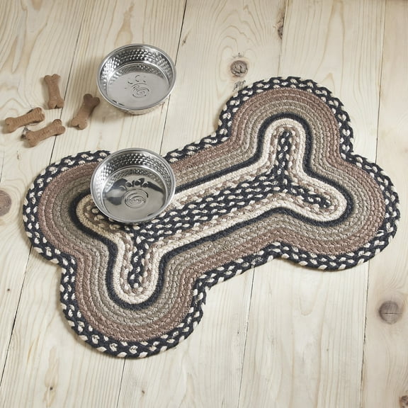 VHC Brands Sawyer Mill Bone Shape Indoor-Outdoor Rug, Recycled Polyester, Medium, Charcoal, 15x23