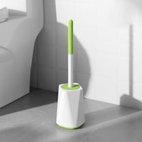Toilet Brush with Strong Bristles, Long Handle for Effective Cleaning, Ventilated Holder for Sanitary Storage, 360° Toilet Bowl Cleaning Brush