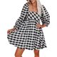 thumbnail image 4 of Txlixc - Vestido a cuadros de manga larga para mujer, elegante, suelto, informal, cuello cuadrado, vestido de fiesta Txlixc  Sexy, 4 of 8