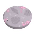 thumbnail image 2 of Xecao's Pink Flamingo Print Stool Covers offer stylish, washable protection for PU round bar stools, perfect for home or commercial use., 2 of 7
