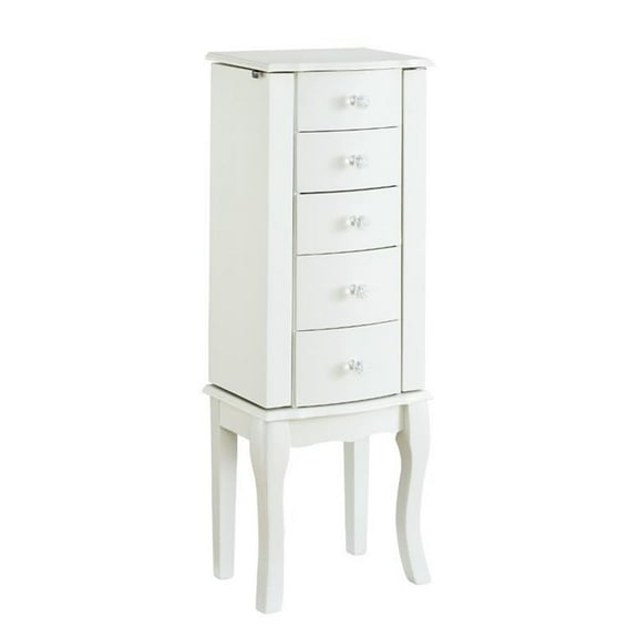 Pemberly Row Contemporary Wood Jewelry Armoire in White